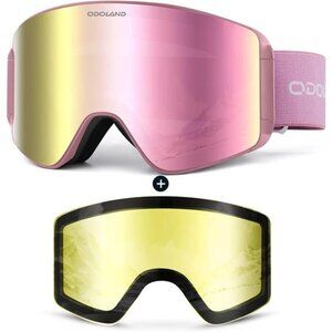 Ski Goggles Frameless Interchangeable Lens Anti Fog Snowboard Snow UV Protection